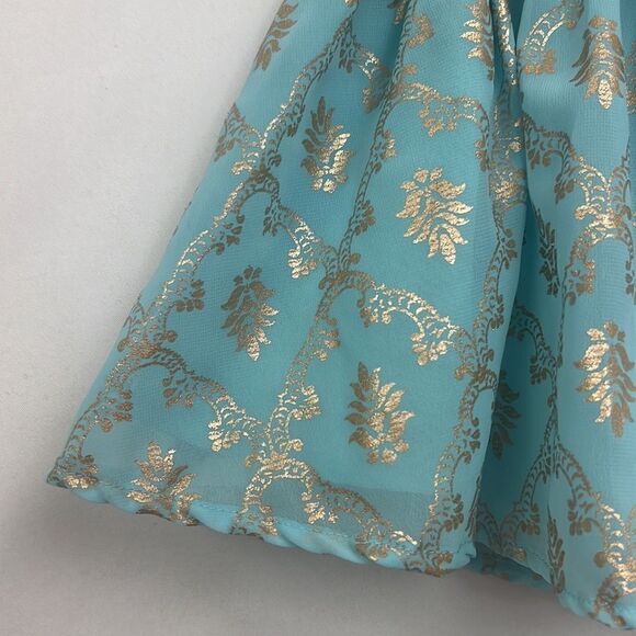 Peek Teal and gold print skirt size 4/5 EUC - Picture 3 of 10